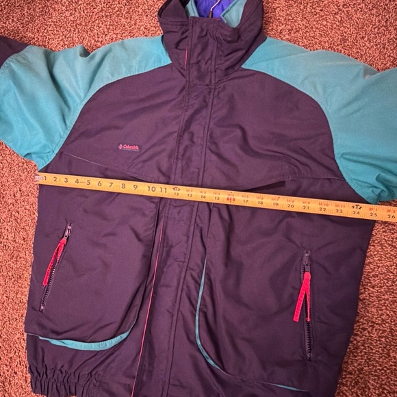 Vintage Columbia Powder Keg Jacket Mens L Navy Teal Pink 3in1 Zip Ski Snowboard - Picture 14 of 15